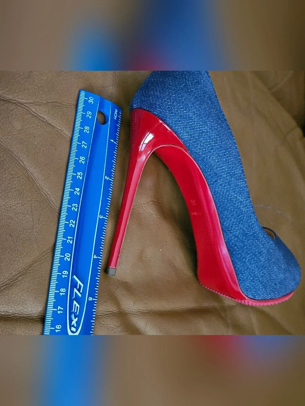 Christian Louboutin Denim Peep-Toe Platform Pump Heels Size 4 US